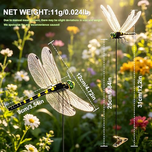 12 Pack 3D Dragonfly Clips, Fake Dragonflies with Stakes, Realistic Plastic