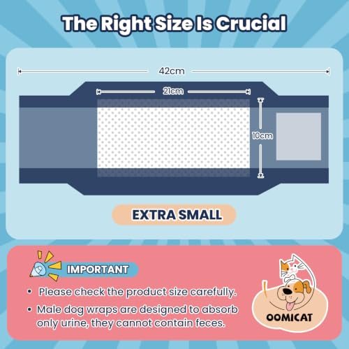 Dog Diapers Male, X-Small 50 Ct, Super Absorbent Male Dog Wraps with Wetness