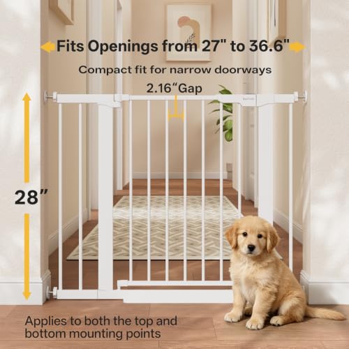 InnoTruth 27-36.6 in Wide Baby Gate for Stairs and Doorways, White