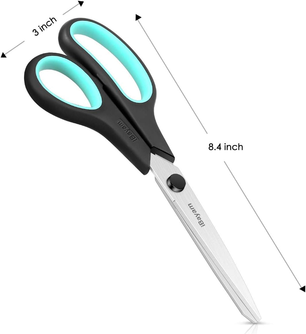iBayam 3-Pack 8" Heavy Duty Scissors with Ultra Sharp Blades and Comfort Grip