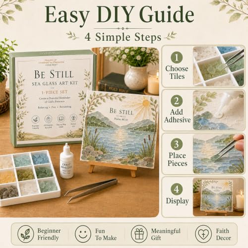 Psalms of Comfort & Strength Sea Glass Art Kit, Christian DIY Craft Kit with