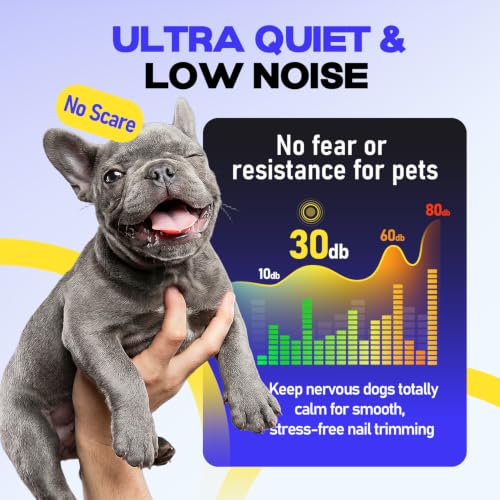Whisper-Quiet Dog Nail Grinder 50%More Power for Sensitive Dogs,Cat