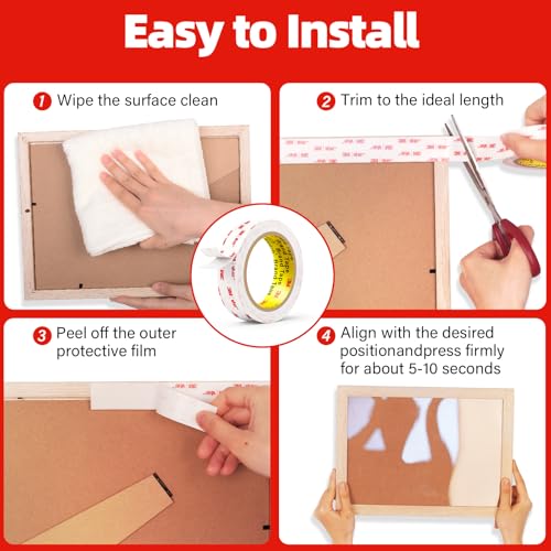3M Double Sided Tape,1in X 9.85ft Heavy Duty Removable Mounting Tape