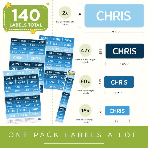 Personalized Daycare Name Washable Labels for Kids, (140 Pack) Waterproof