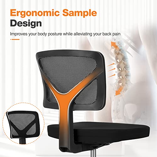 Sweetcrispy Small Armless Desk Chair, Mesh Rolling Office Chairs
