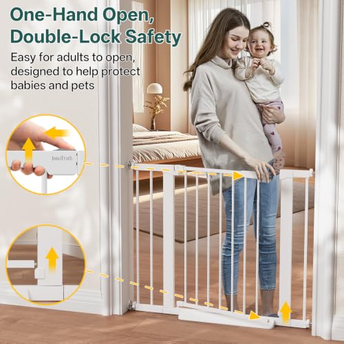 InnoTruth 27-36.6 in Wide Baby Gate for Stairs and Doorways, White