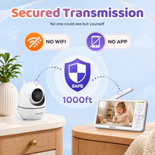 ANMEATE 6" Video Baby Monitor with Camera and Audio No WiFi