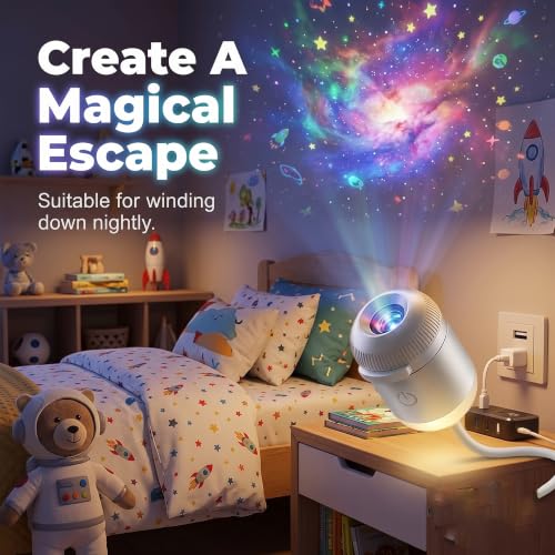 2-in-1 Galaxy Projector Night Light,USB Star Projector with Adjustable