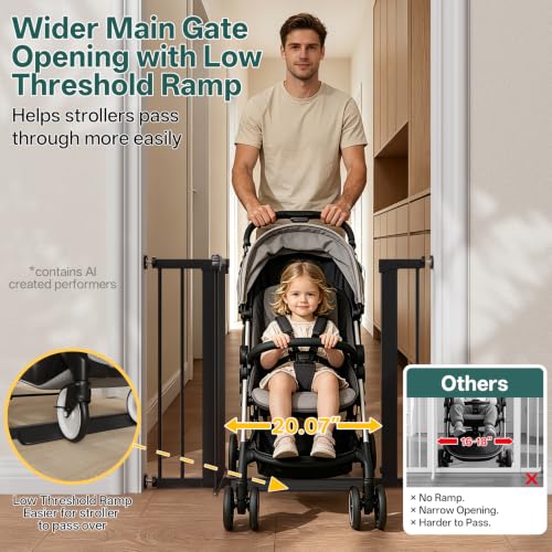 InnoTruth 27-36.6 in Wide Baby Gate for Stairs and Doorways, Black