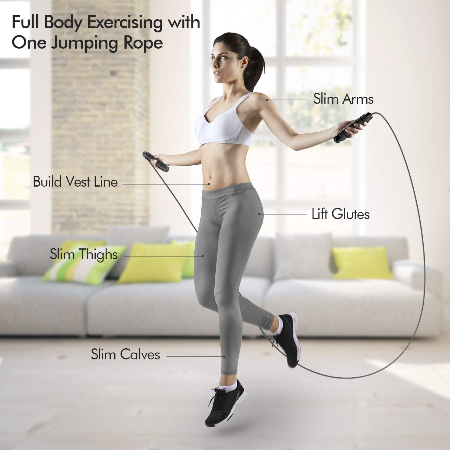 Jump Rope, Tangle-Free Rapid Speed Jumping Rope Cable with Ball Bearings for