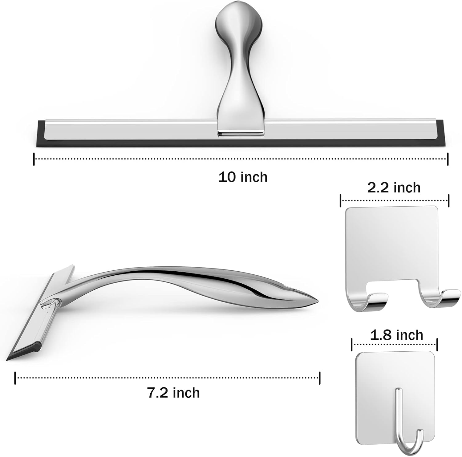 All-Purpose Stainless Steel Shower Squeegee for Shower Glass Door with 2