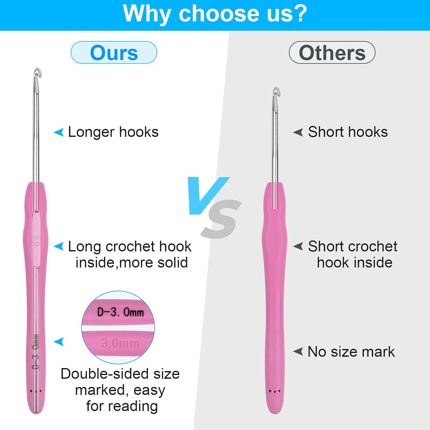 MECHEER Crochet Hooks 12 Sizes Crochet Hook Set, 51 Pack Yarn Crochet Kit for