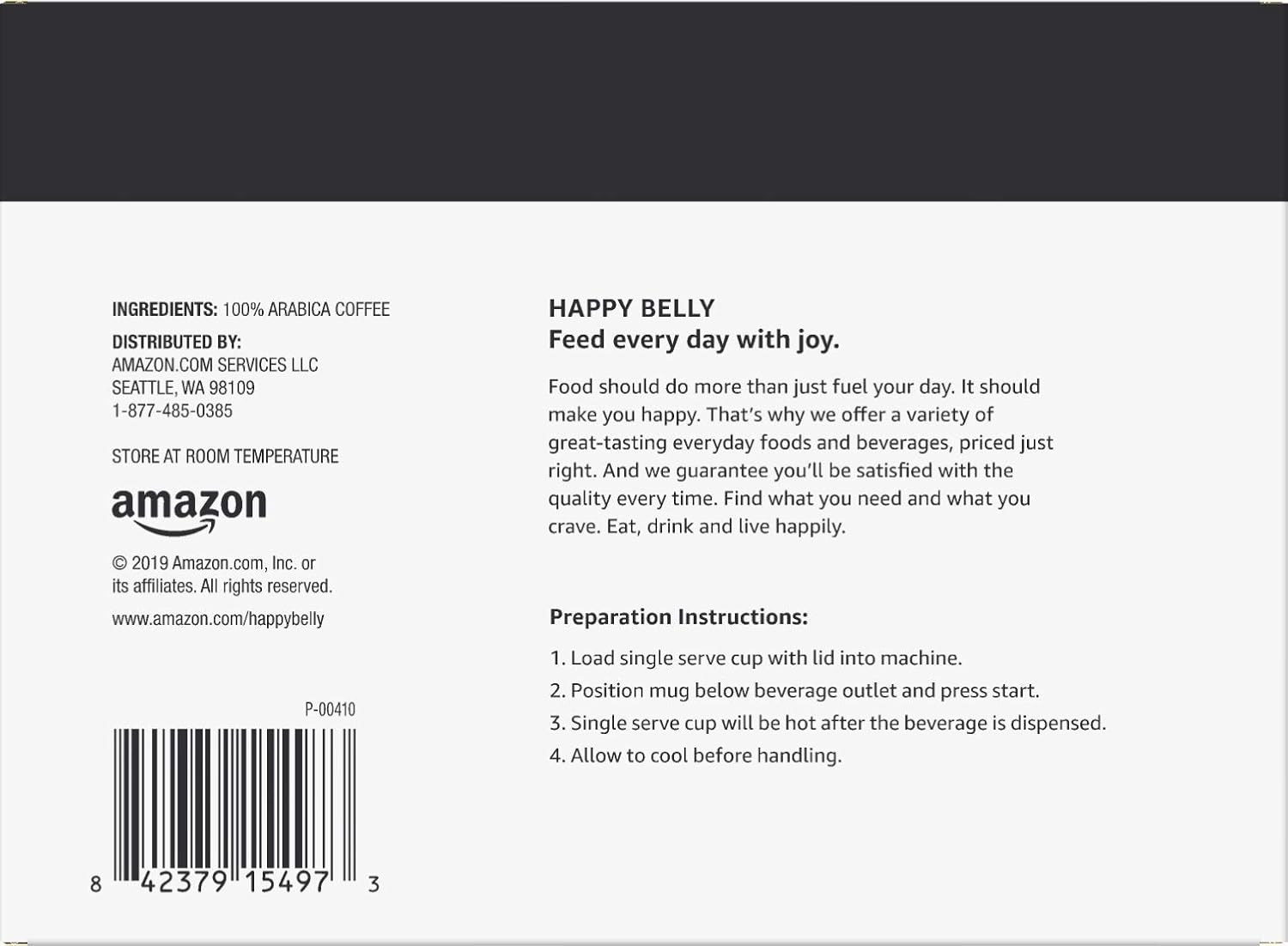 Amazon Brand - Happy Belly Dark Roast Coffee Pods, Compatible with Keurig 2.0