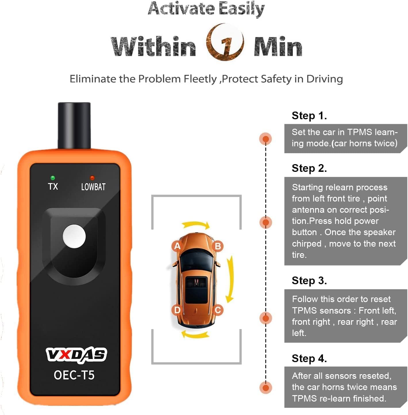VXDAS TPMS Relearn Tool Only for GM Vehicles (2006-2024