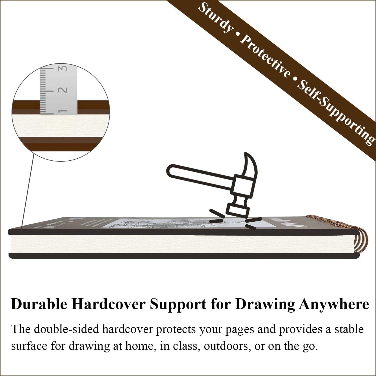 Fuxi 9" x 12" Sketch Book, Top Spiral Bound Sketch Pad, 100 Sheets