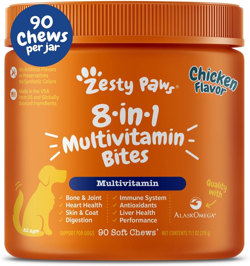 Zesty Paws Dog Multivitamin, Chewable Dog Vitamins and Supplements for Hip &