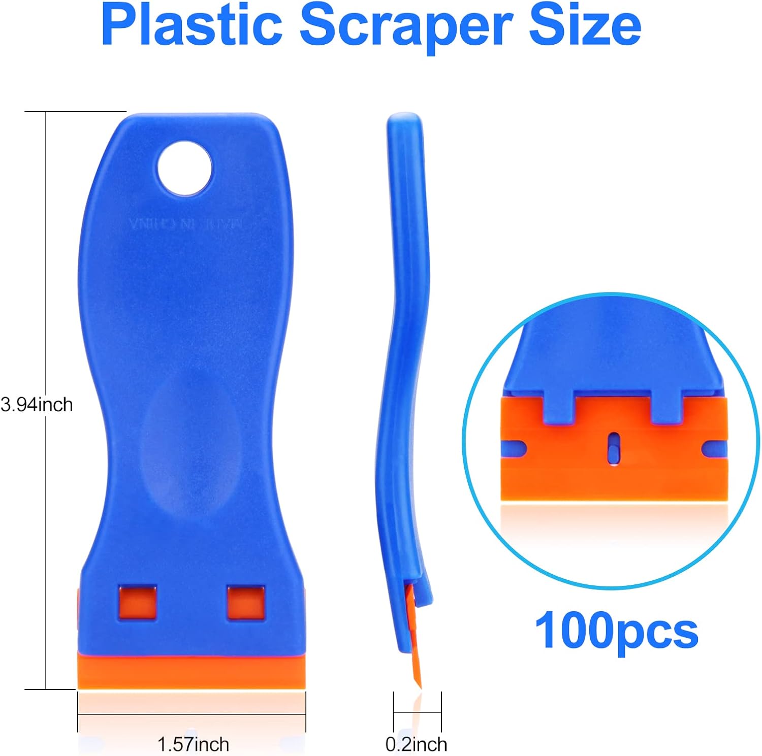 4 Pcs Plastic Razor Blade Scraper and 100 Pcs Blades, Remove Label Decal