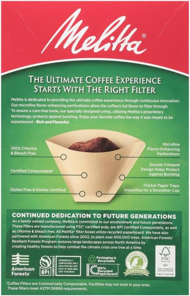 Melitta #4 Cone Coffee Filters, Natural Brown, 100 Count (Pack Of 3), 300