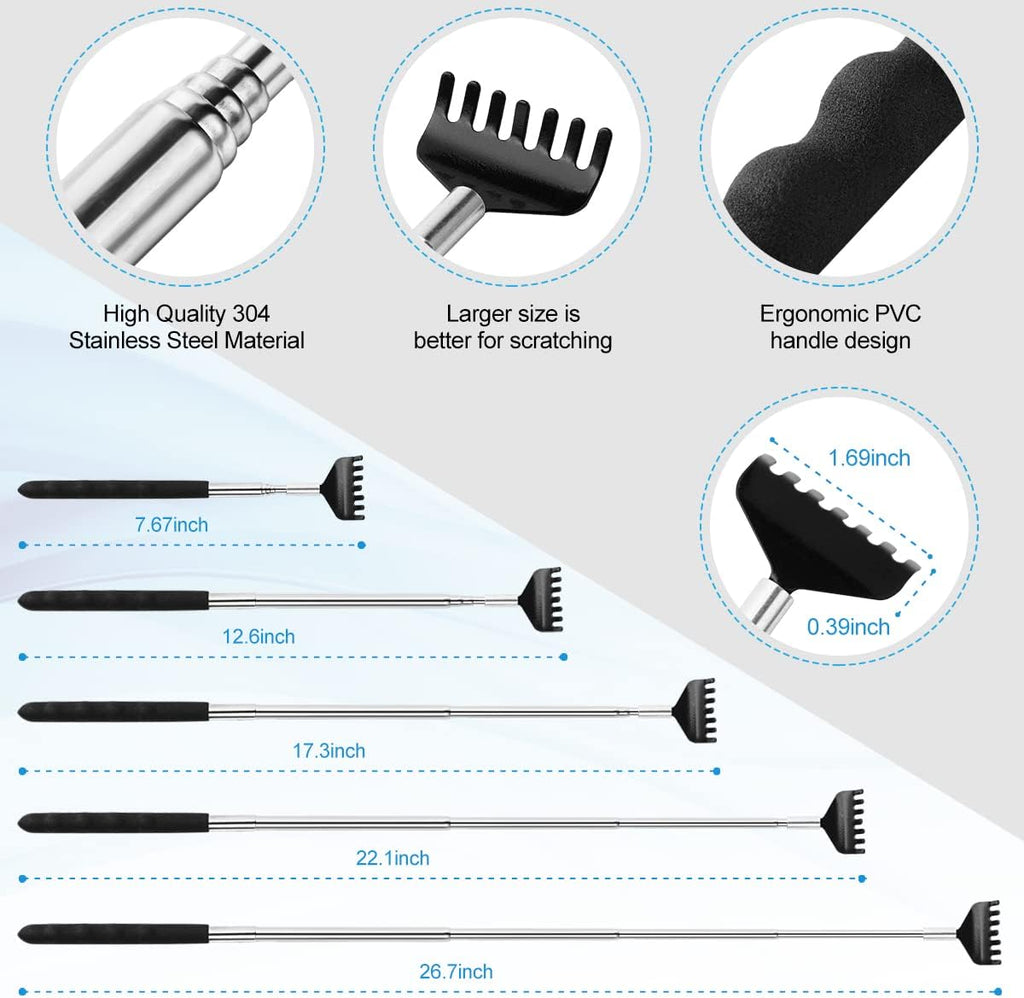 Yeipis 3 Pack Different Back Scratcher Metal Portable Telescoping with Rubber