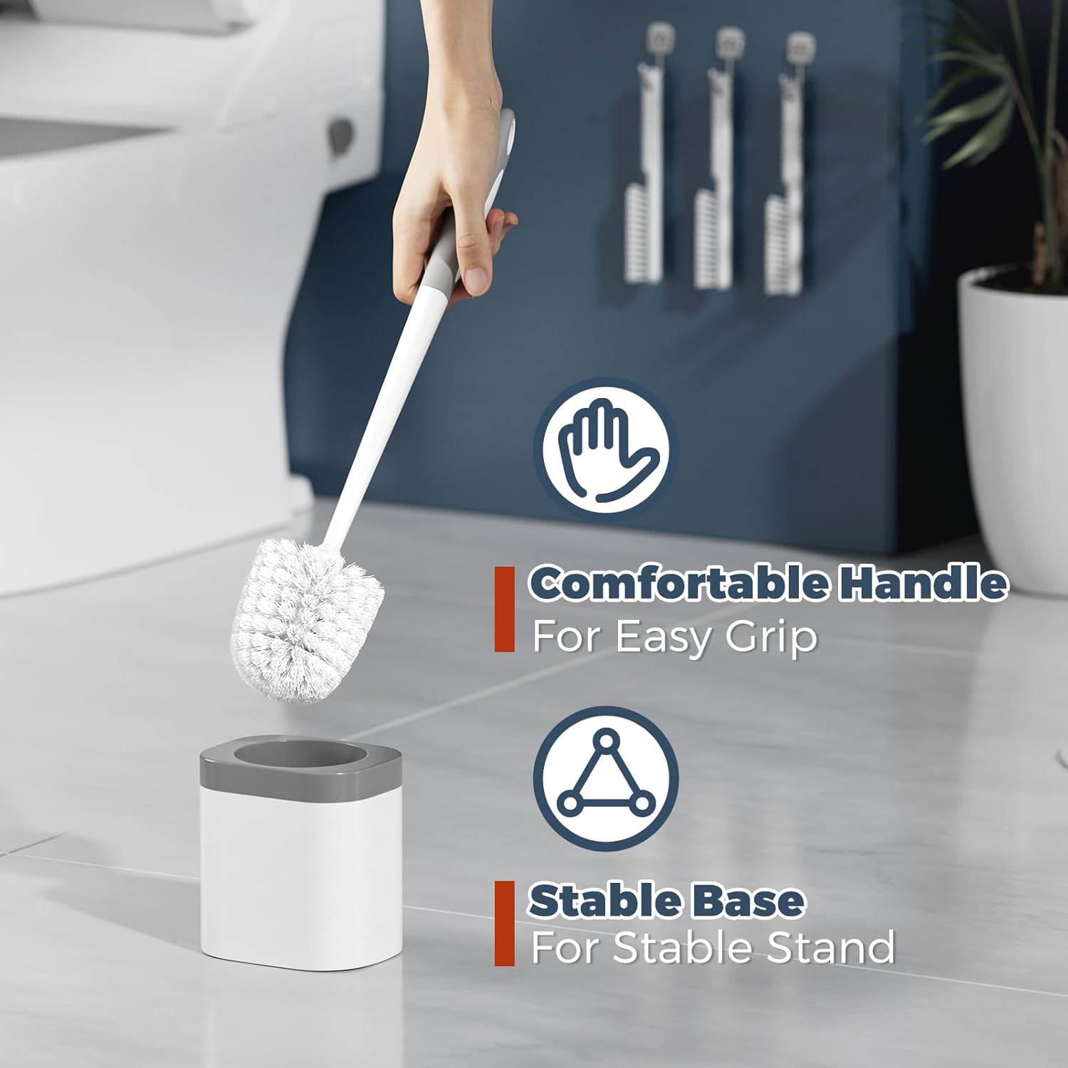 Holaloha Toilet Brush, 3 Pack Toilet Brush and Holder Set Bathroom