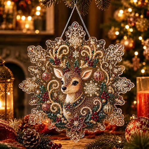 LJSCQF Christmas Pearl Diamond Painting Suncatcher Kit, DIY Craft