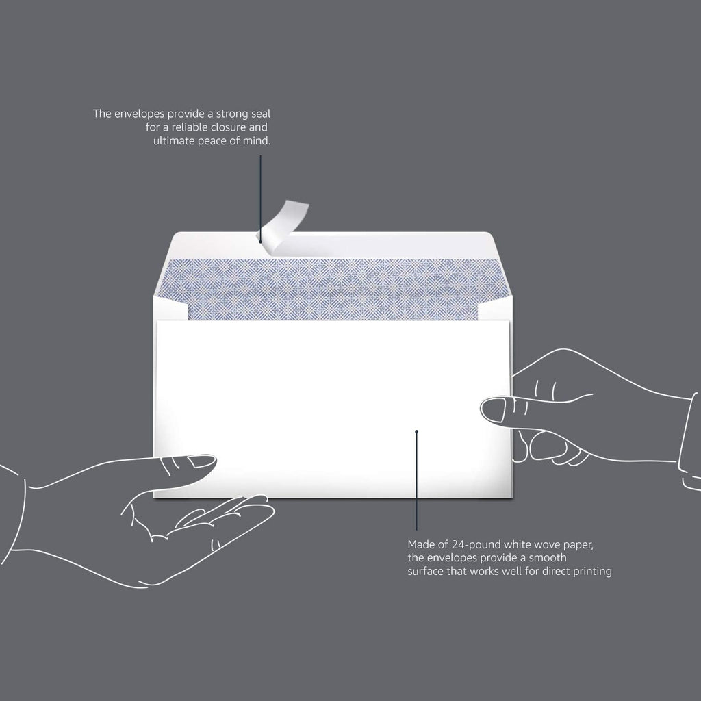Amazon Basics #6 3/4 Security-Tinted Self-Seal Envelopes for Home & Office