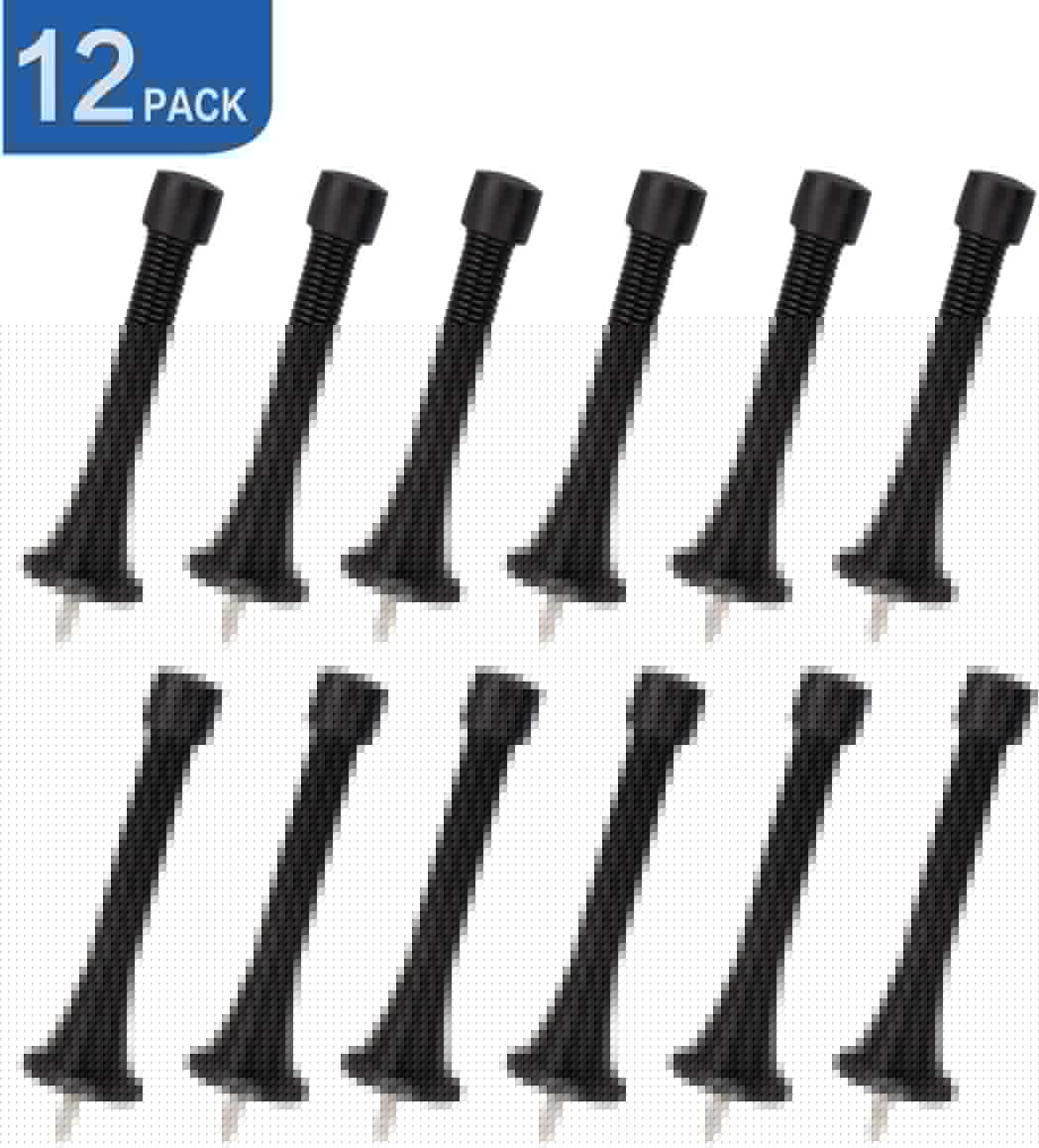 HOMOTEK 12 Pack Black Spring Door Stops,3-1/8" Heavy Duty - Flexible Door
