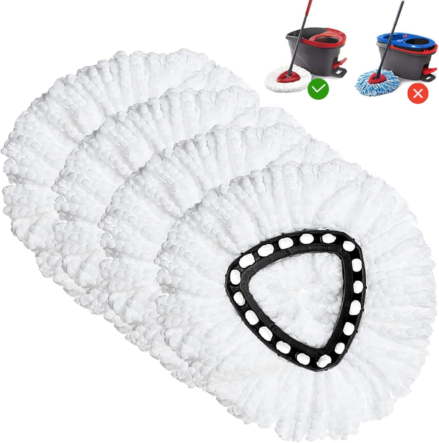 Spin Mop Replacement Head 4 Pack Mop Refill Compatible with Ocedar Triangle