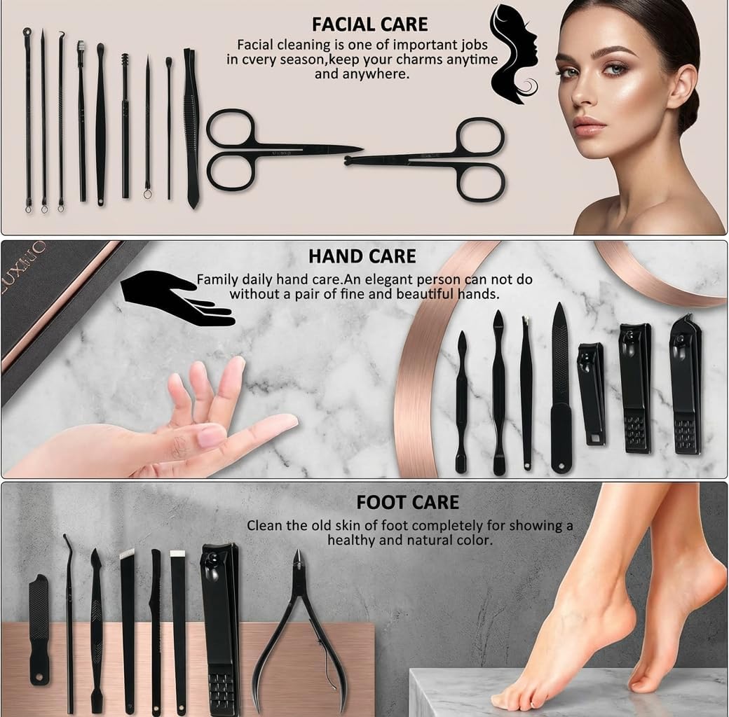 MINKINH Manicure Set Professional Nail Clipper Kit-26 Pieces Stainless Steel