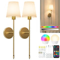 Brightown Battery Operated Wall Sconces Set of Two,Gold Sconces Wall Decor