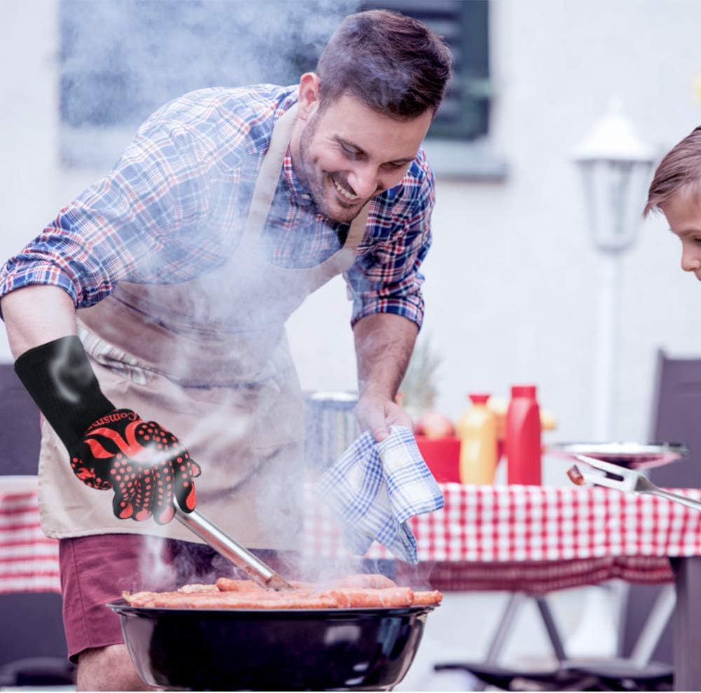 Comsmart BBQ Gloves, 1472 Degree F Heat Resistant Grilling Gloves Silicone