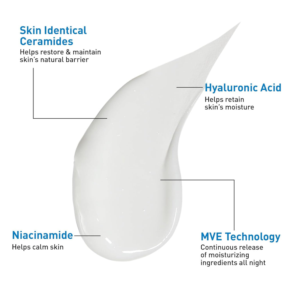 CeraVe PM Facial Moisturizing Lotion, Night Cream with Hyaluronic Acid and