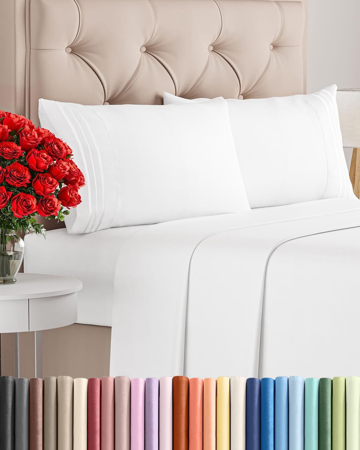 Queen Size 4 Piece Sheet Set - Comfy Breathable & Cooling Bed Sheets Set
