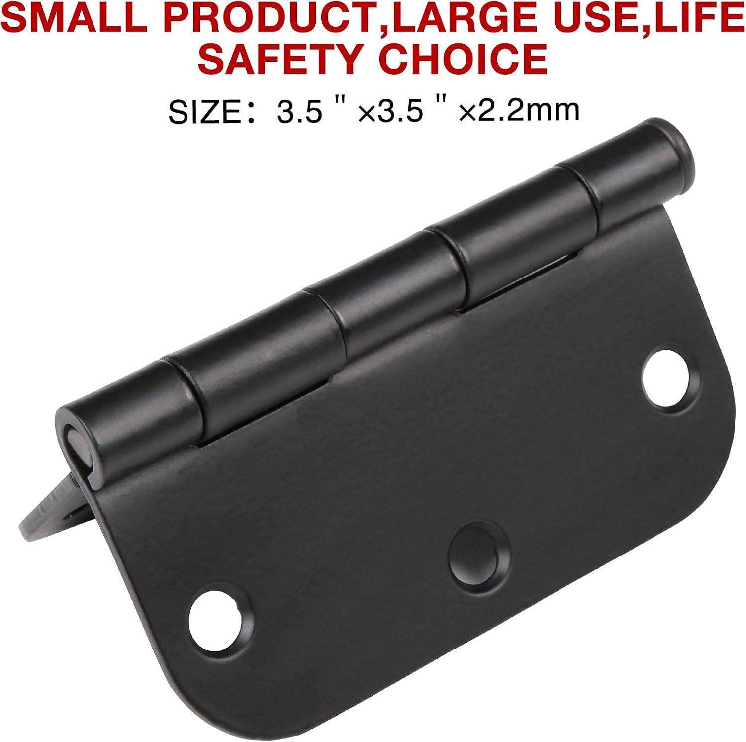30 Pack Rounded Matte Black Door Hinges 3.5 Inch 5/8" Radius Interior 3 1/2"