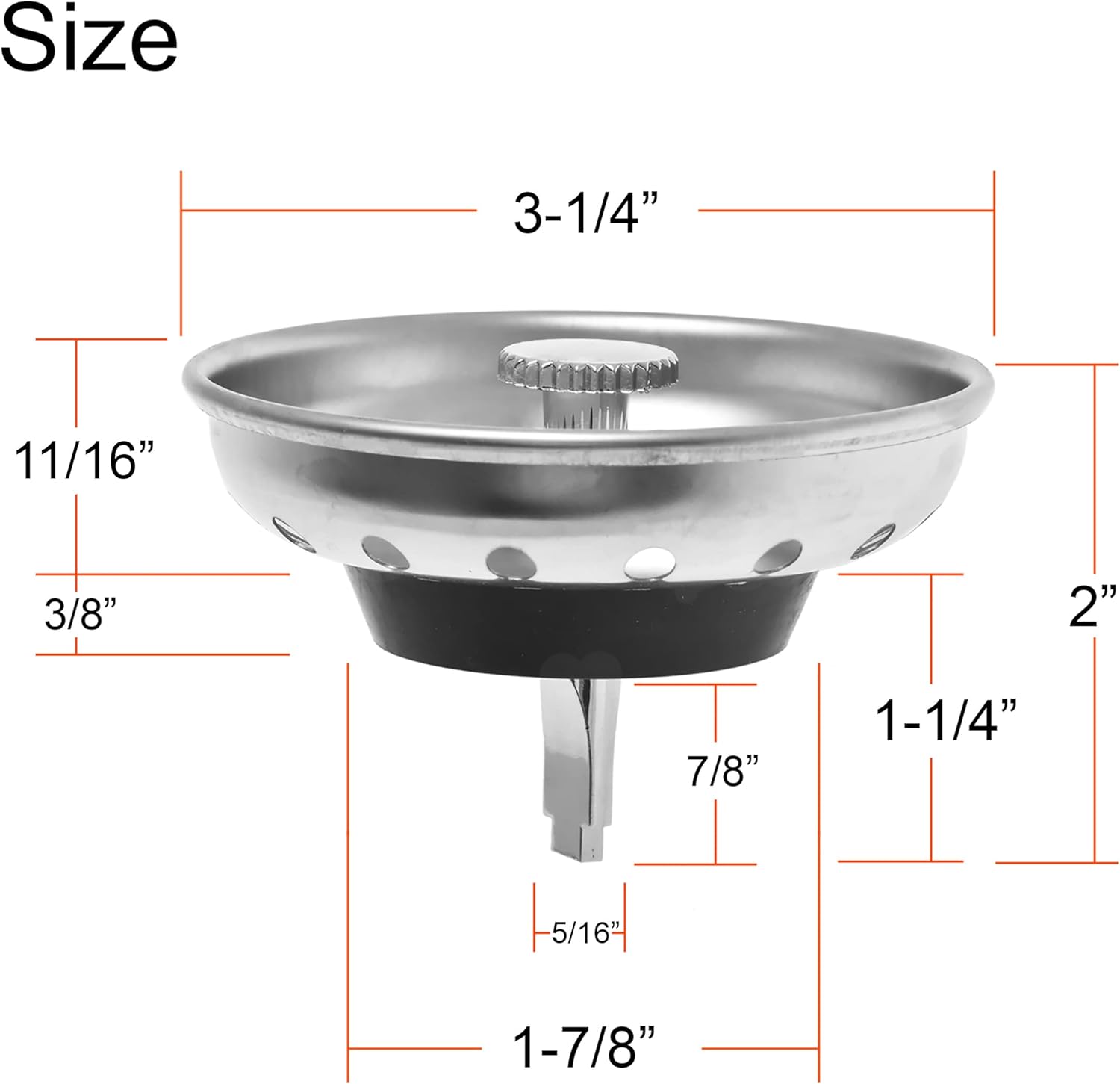 2 Pack - Kitchen Sink Strainer and Stopper Combo Basket Replacement for