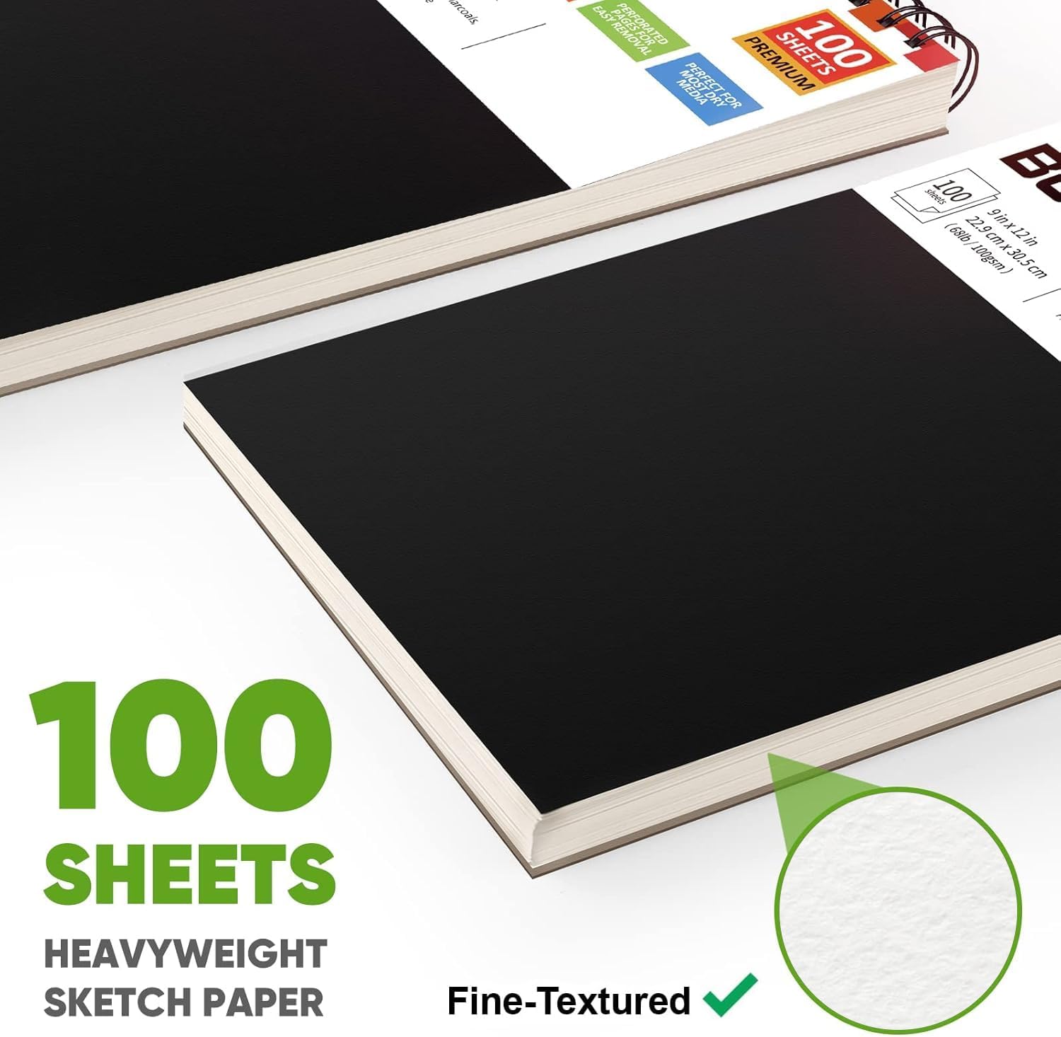 Soucolor 9" x 12" Sketch Book, 100 Sheets Top Spiral Bound Sketchbook with