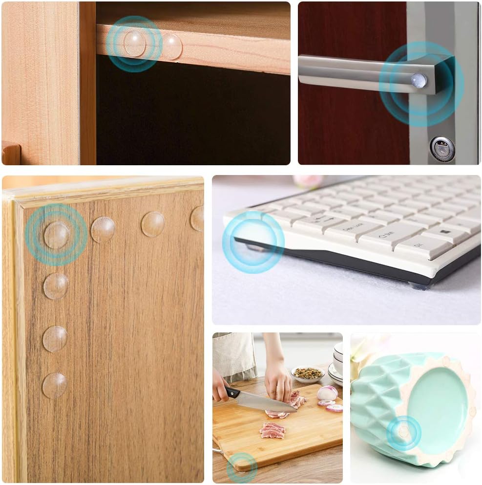 200PCS Cabinet Bumpers Clear Rubber Bumpers Self Adhesive, Soft Close Cabinet