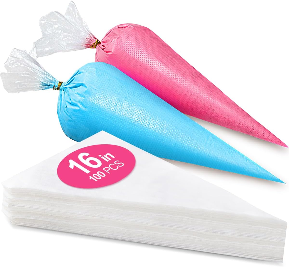 16 Inch Piping Bags Disposable, 100Pcs Large Pastry Bags, Frosting Bags, Cake