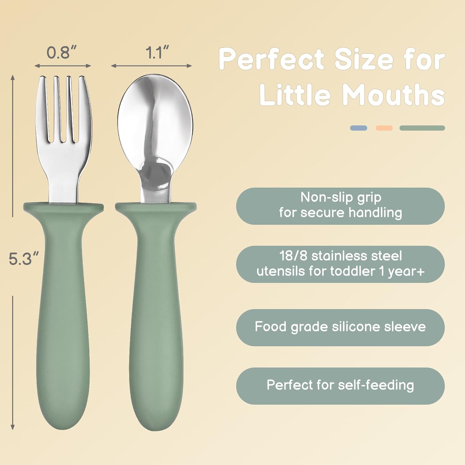 Eascrozn Toddler Utensils, 6 Pack kids Silverware Set with Silicone Handle