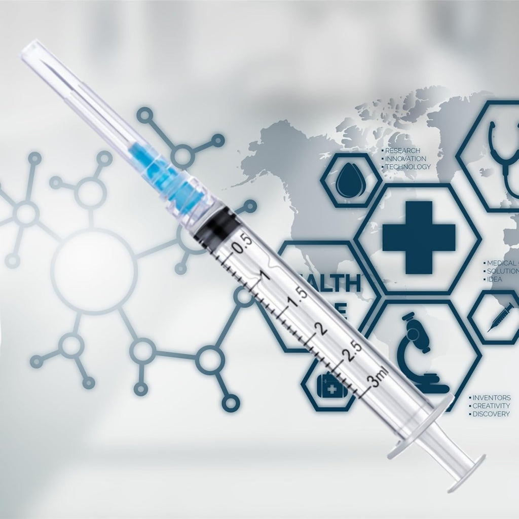100 Pack Disposable 3ml/cc Lab Syringes with 23Ga 1 Inch Needle Luer Lock
