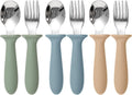 Eascrozn Toddler Utensils, 6 Pack kids Silverware Set with Silicone Handle