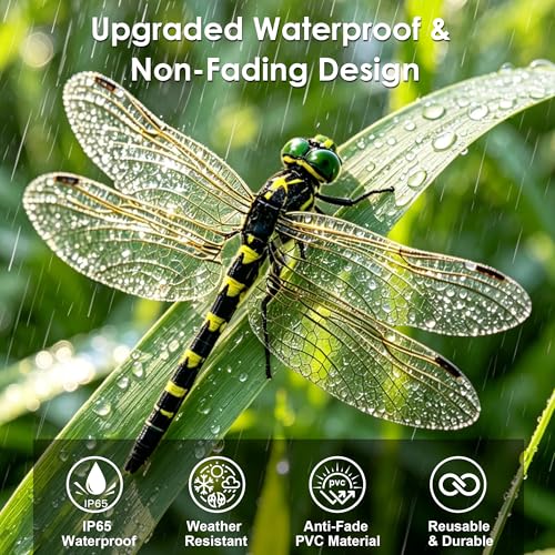 12 Pack 3D Dragonfly Clips, Fake Dragonflies with Stakes, Realistic Plastic