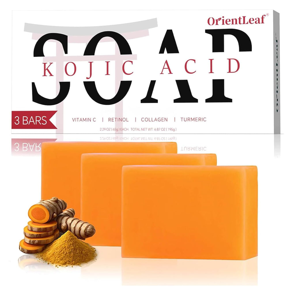 ORIENTLEAF Kojic Acid Soap, Turmeric Soap Bar for Dark Spots, Fresh Citrus