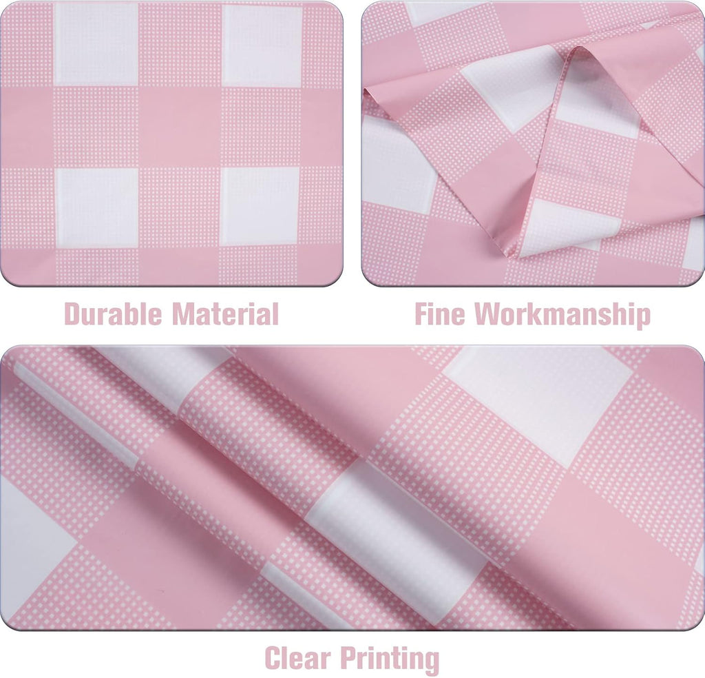 Kesfey 3 Packs Pink Gingham Tablecloth Pink and White Checkered Tablecloths
