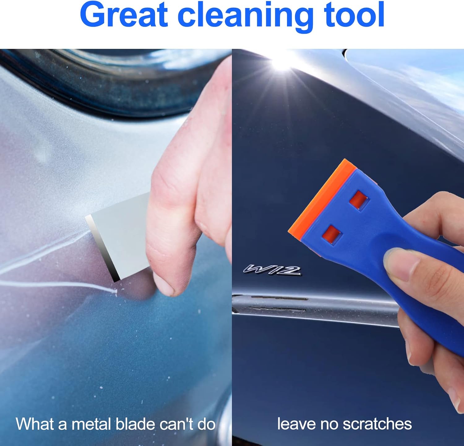 4 Pcs Plastic Razor Blade Scraper and 100 Pcs Blades, Remove Label Decal