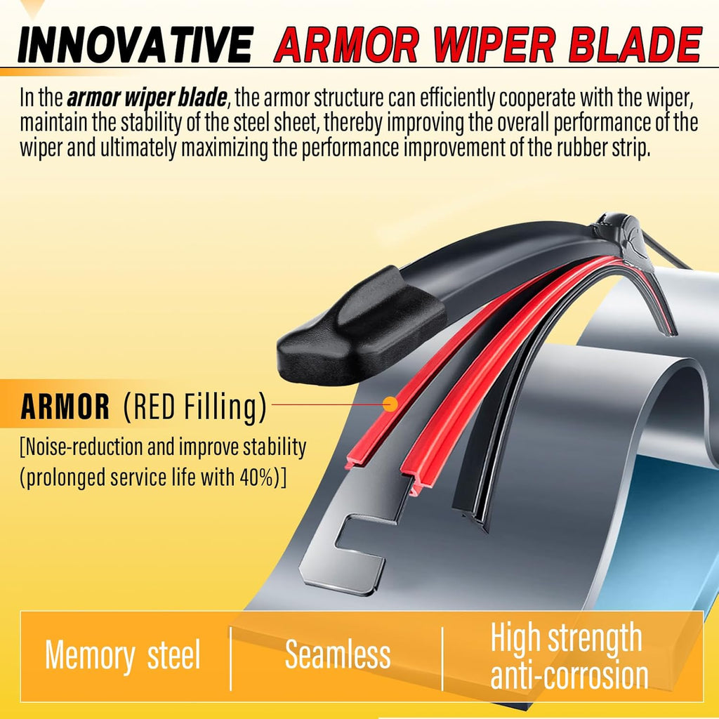 AUTOBOO 26" and 16" Windshield Wipers Blades (Pack Of 2),OEM Quality Premium