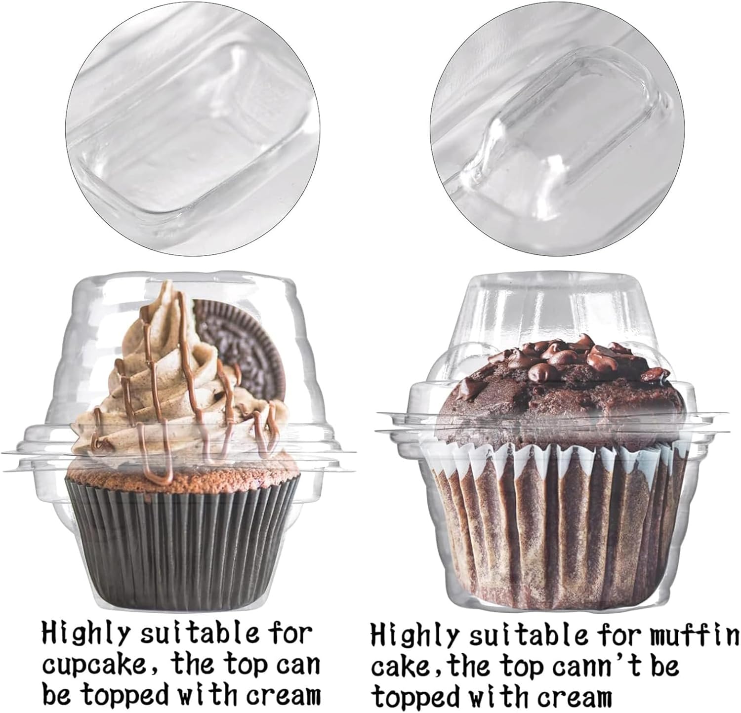 NPLUX 50 Pack Individual Cupcake Containers Plastic Cupcake Boxes Cupcake