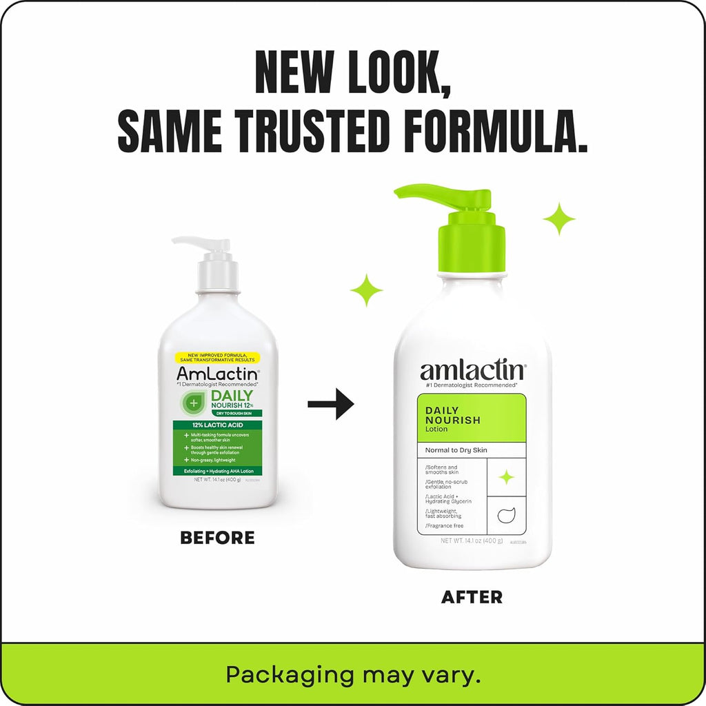 AmLactin Daily Nourish Therapeutic Body Lotion for Dry Skin - No-Scrub