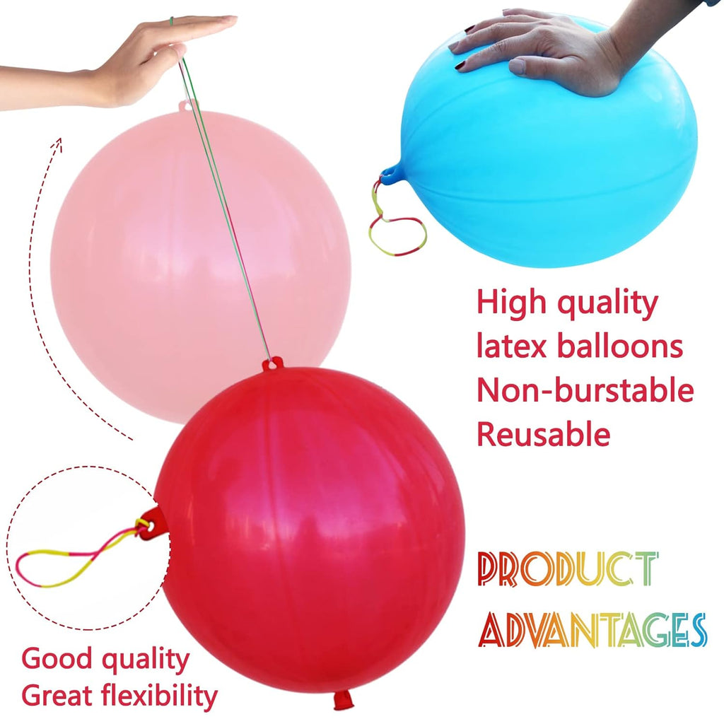 LEEZZIZZ 30Pcs Punch Balloons, Thickened Neon Punching Balloon Heavy Duty