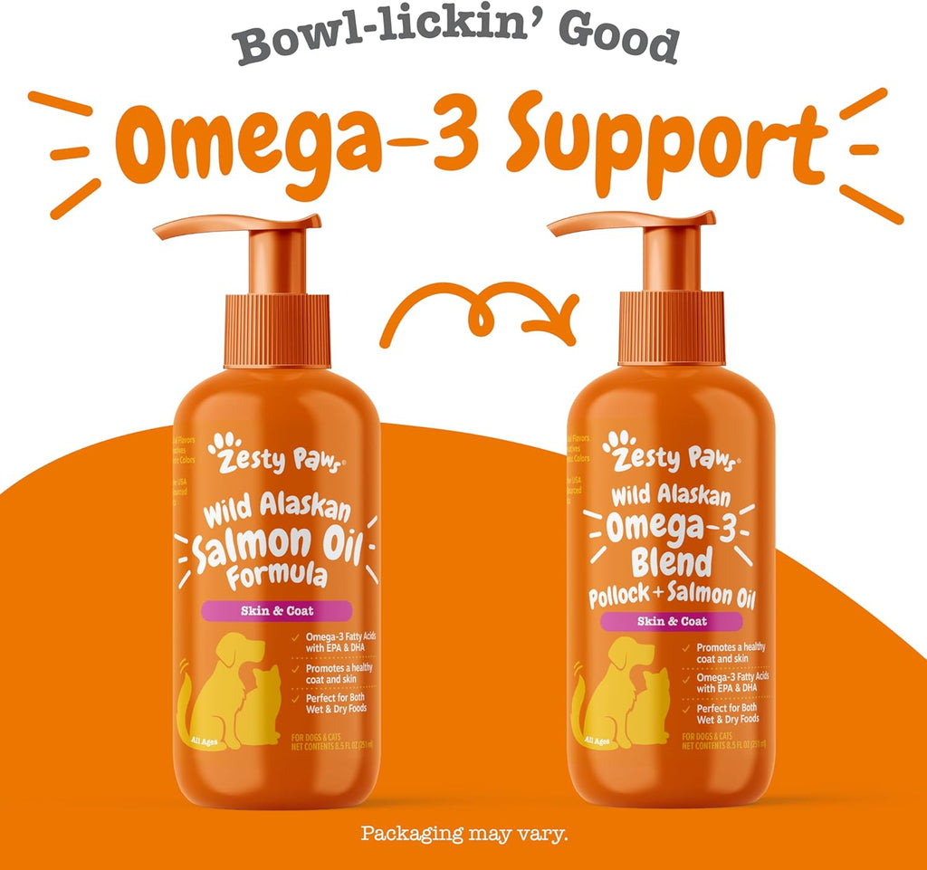 Zesty Paws Wild Alaskan Omega-3 Blend Pollock + Salmon Oil for Dogs and Cats